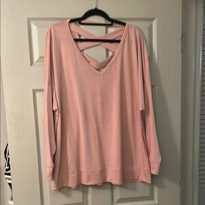 Balance Collection Pink Oversized Criss Cross back long sleeve shirt.